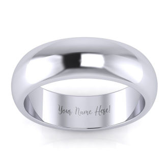 14K White Gold 6MM Ladies and Mens Wedding Band, Size 3, Free Engraving
